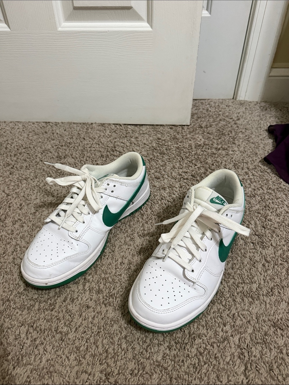 Nike Green and White Dunk Low Lace Up Slip On Sneakers Size 10